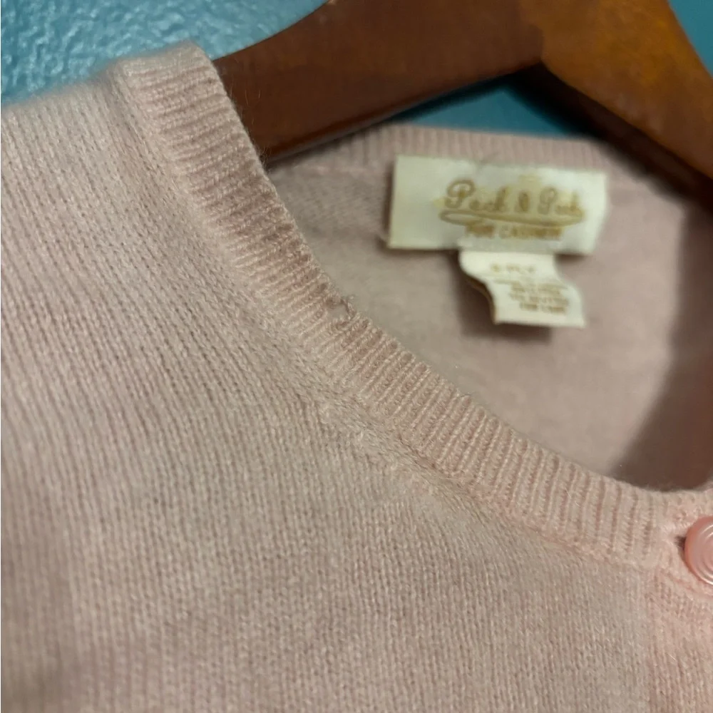 Peck & Peck Soft Pink 2 Ply 100% Cashmere Cardigan Sweater Size Small - Picture 4 of 5